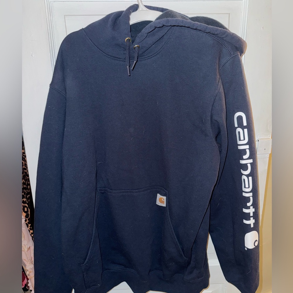 Carhartt Navy Pullover Hoodie with Inner Label Detail